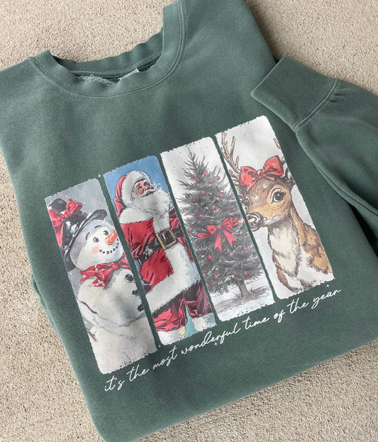 Vintage Christmas Independent Trading Co. Midweight Pigment-Dyed Crewneck Sweatshirt