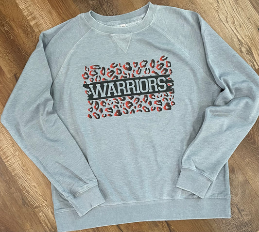 WARRIOR 2-TONE Leopard (Gray) Vintage Fleece Crew