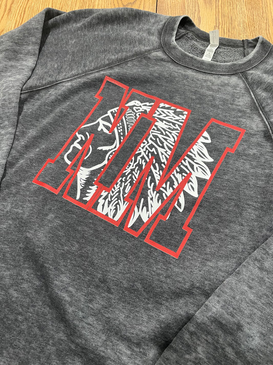 Oversized NM Logo ACID WASH Bella Canvas Fleece Crew Raglan Sweatshirt