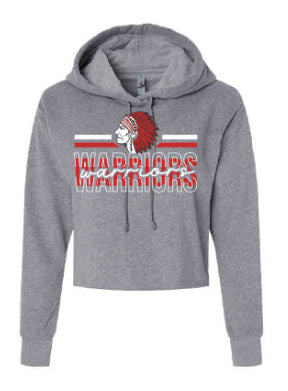 Next Level Apparel® Women's Laguna Sueded Raw Edge Crop Hoodie Warriors Spirit Logo