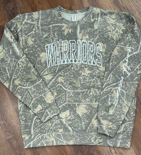 WARRIORS Deadwood Camo Independent Trading Co. Unisex Heavyweight Crewneck Sweatshirt