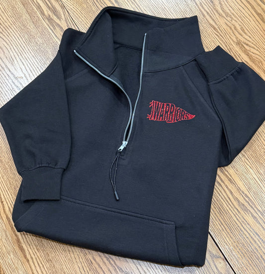 Warriors GLITTER Left Chest Enza® Ladies Boxy Half Zip Fleece
