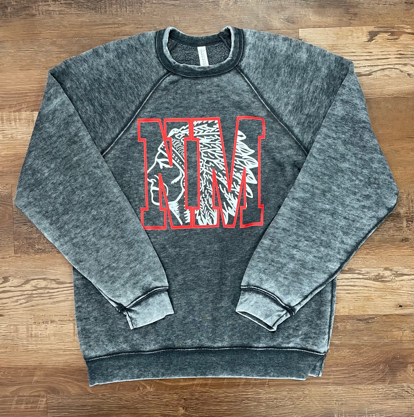 Oversized NM Logo ACID WASH Bella Canvas Fleece Crew Raglan Sweatshirt