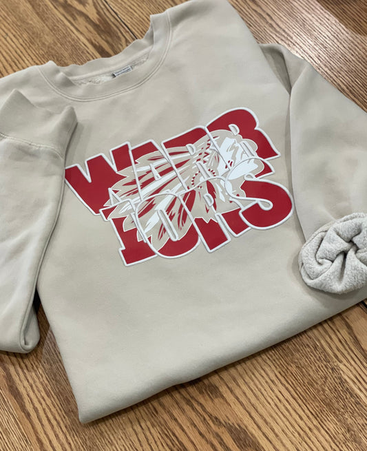 Warriors Silhouette IVORY Independent Trading Co. Midweight Pigment-Dyed Crewneck Sweatshirt