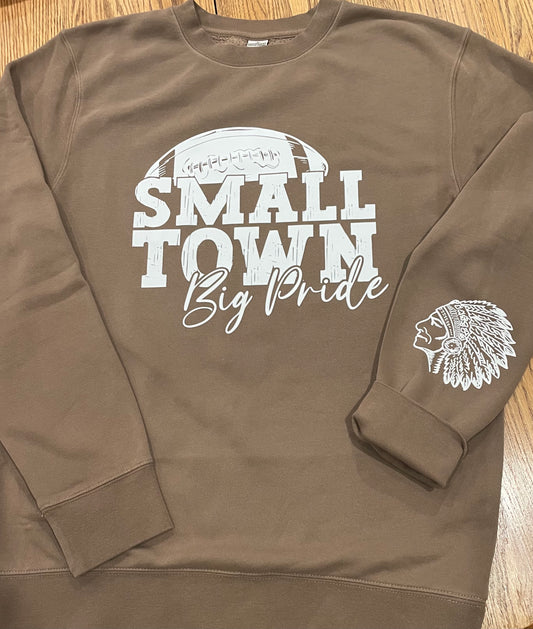 Football SMALL TOWN Big Pride Independent Trading Co. - Midweight Pigment-Dyed Crewneck Sweatshirt