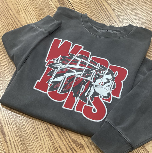 Warriors Silhouette BLACK Independent Trading Co. - Midweight Pigment-Dyed Crewneck Sweatshirt