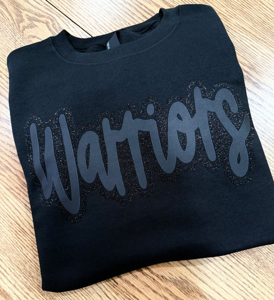 Warriors GLITTER Outline BLACK ON BLACK Lane Seven® Premium Crewneck Sweatshirt