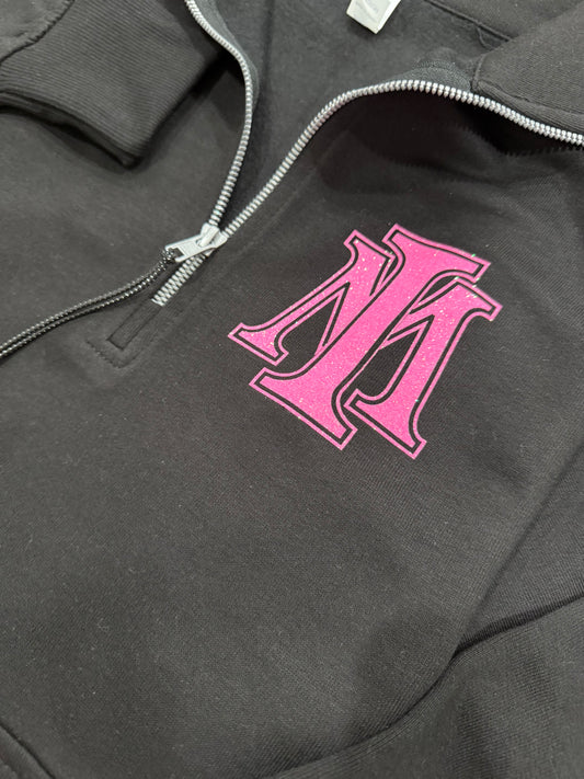 Mayhem PINK GLITTER Left Chest Enza® Ladies Boxy Half Zip Fleece
