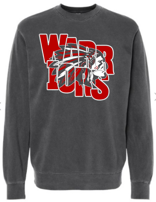 Warriors Silhouette BLACK Independent Trading Co. - Midweight Pigment-Dyed Crewneck Sweatshirt