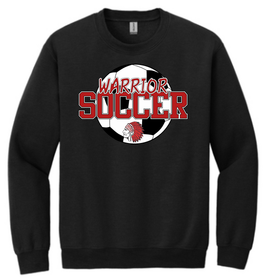 Warrior Soccer Ball Behind Gildan - Heavy Blend™ Crewneck Sweatshirt