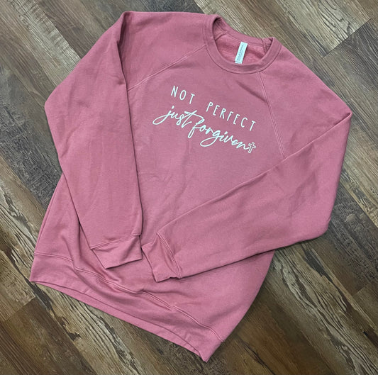 Not Perfect--Just Forgiven Bella Canvas Fleece Crew Raglan Sweatshirt