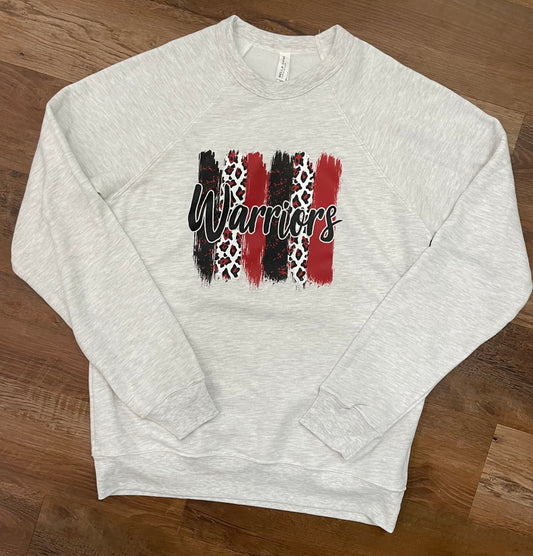 Warrior Brush Strokes Bella Canvas Fleece Crew Raglan Sweatshirt