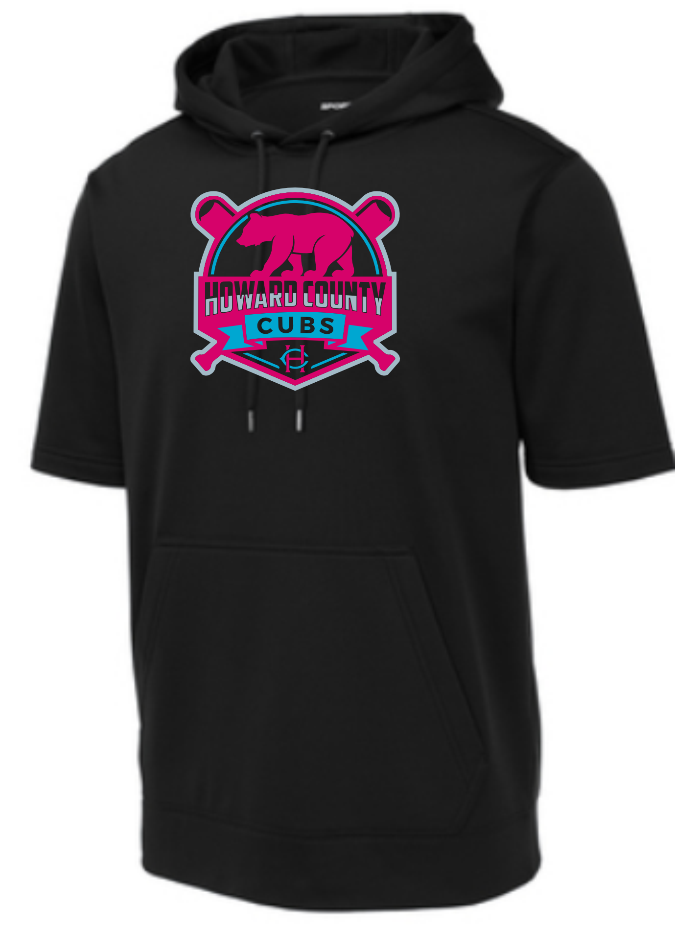 YOUTH PINK & BABY BLUE LOGO Sport-Tek ® Sport-Wick ® Fleece Short Sleeve Hooded Pullover