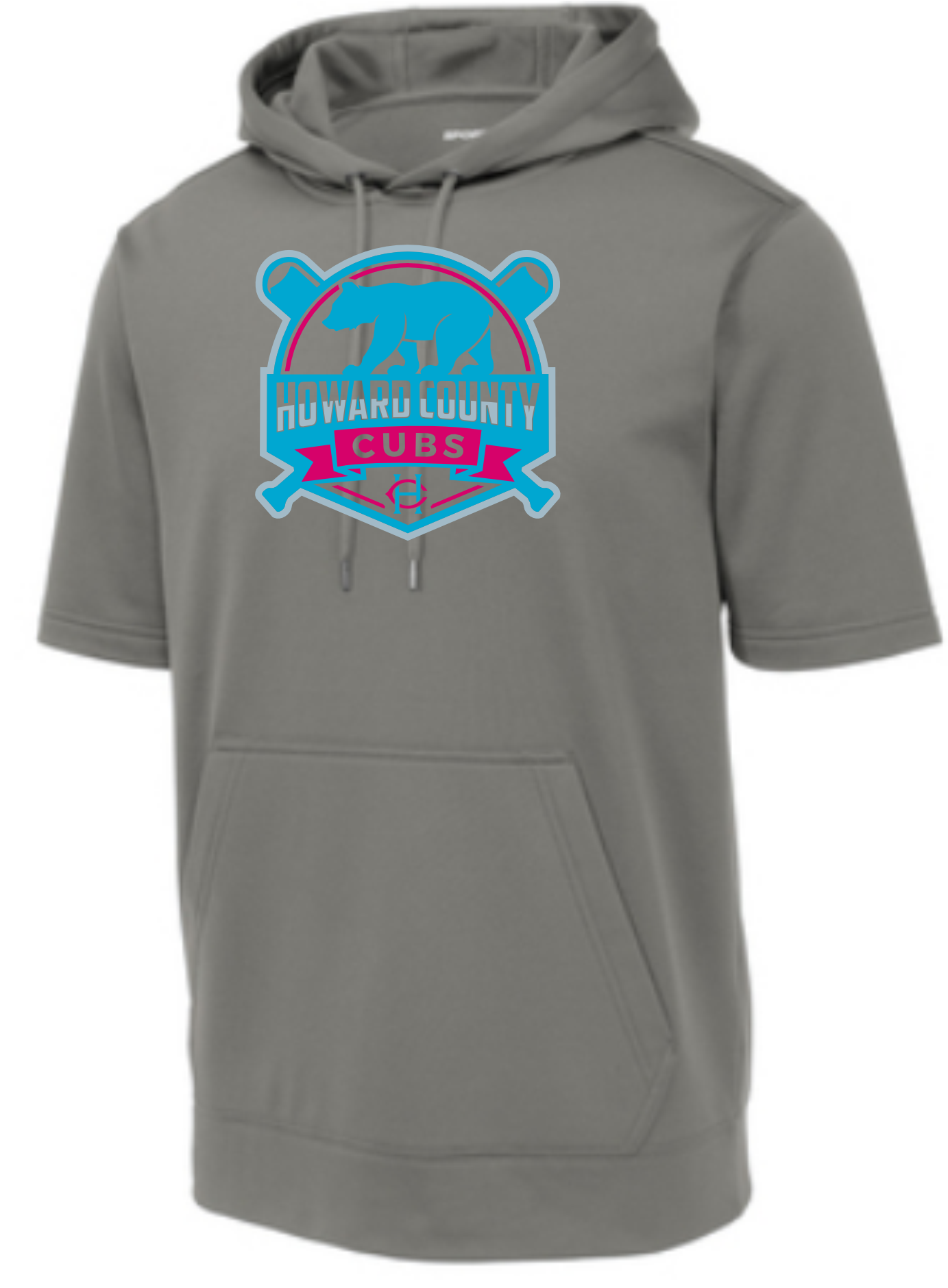 YOUTH PINK & BABY BLUE LOGO Sport-Tek ® Sport-Wick ® Fleece Short Sleeve Hooded Pullover