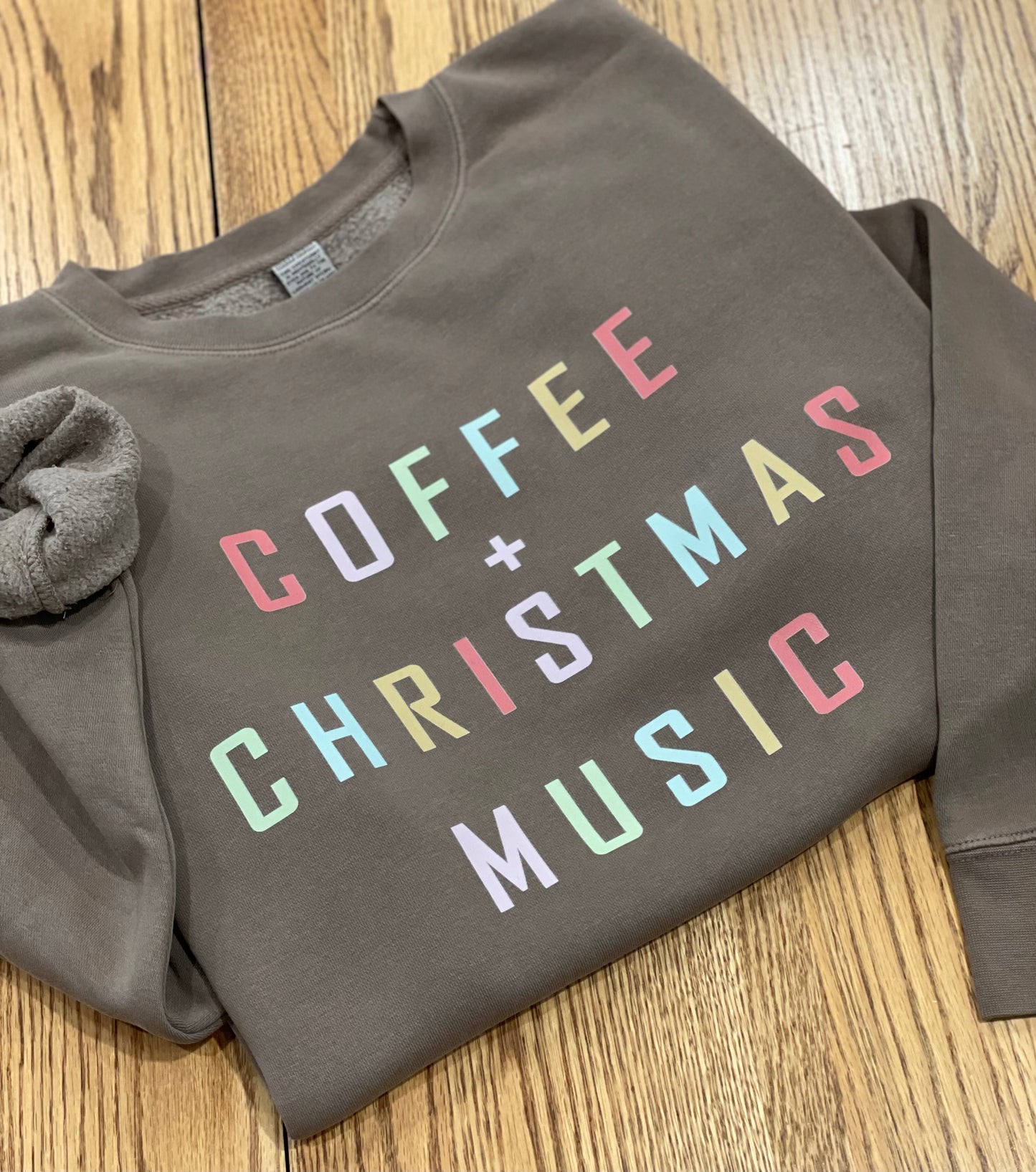 Coffee + Christmas Music Independent Trading Co. Midweight Pigment-Dyed Crewneck Sweatshirt