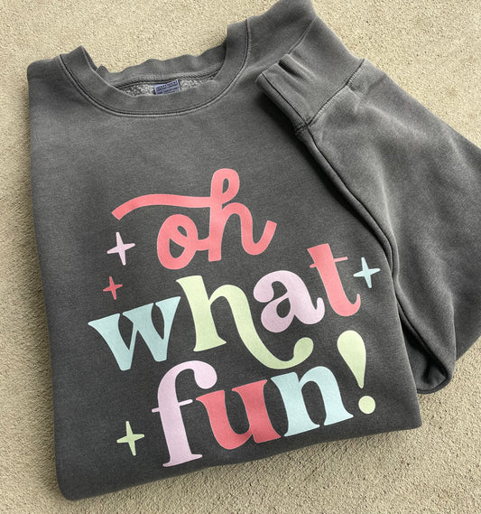 Oh What Fun! Independent Trading Co. Midweight Pigment-Dyed Crewneck Sweatshirt