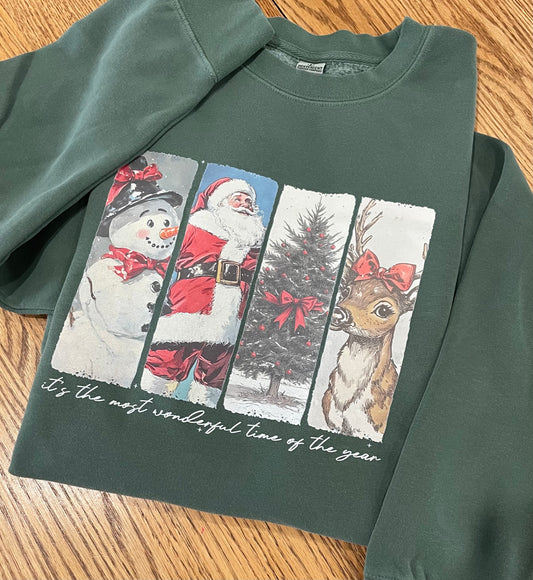 Vintage Christmas Independent Trading Co. Midweight Pigment-Dyed Crewneck Sweatshirt