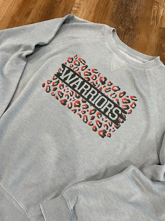 WARRIOR 2-TONE Leopard (Gray) Vintage Fleece Crew