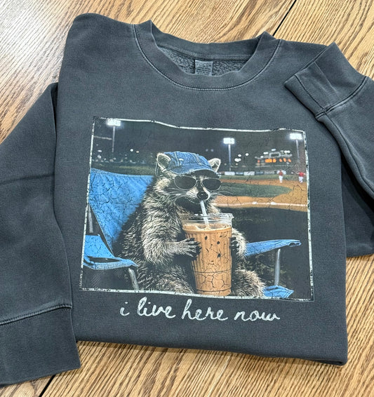 "I live here now" Independent Trading Co. - Midweight Pigment-Dyed Crewneck Sweatshirt