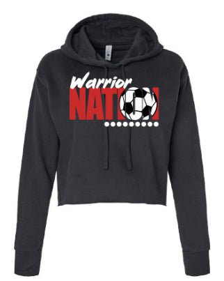 Next Level Apparel® Women's Laguna Sueded Raw Edge Crop Hoodie Warrior Nation Sports Logo