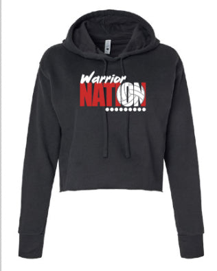 Next Level Apparel® Women's Laguna Sueded Raw Edge Crop Hoodie Warrior Nation Sports Logo