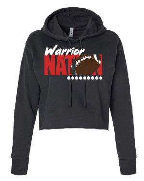 Next Level Apparel® Women's Laguna Sueded Raw Edge Crop Hoodie Warrior Nation Sports Logo