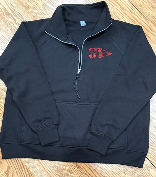 Warriors GLITTER Left Chest Enza® Ladies Boxy Half Zip Fleece