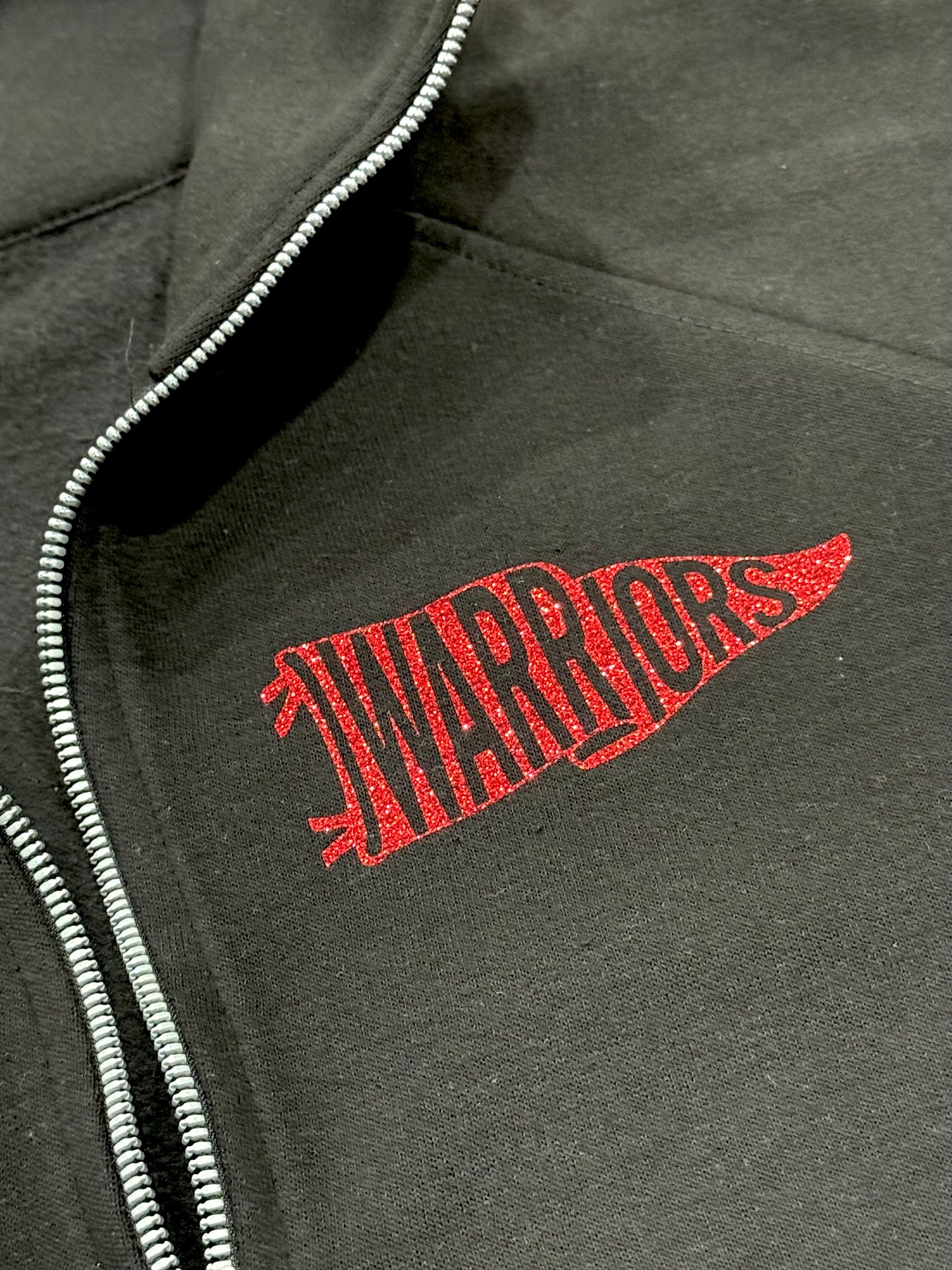 Warriors GLITTER Left Chest Enza® Ladies Boxy Half Zip Fleece