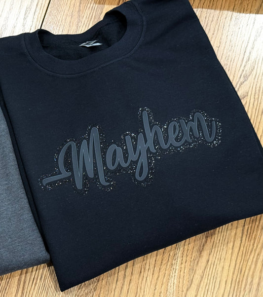 Mayhem GLITTER Outline BLACK ON BLACK Lane Seven® Premium Crewneck Sweatshirt (Copy)