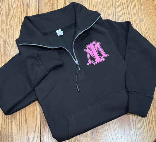 Mayhem PINK GLITTER Left Chest Enza® Ladies Boxy Half Zip Fleece