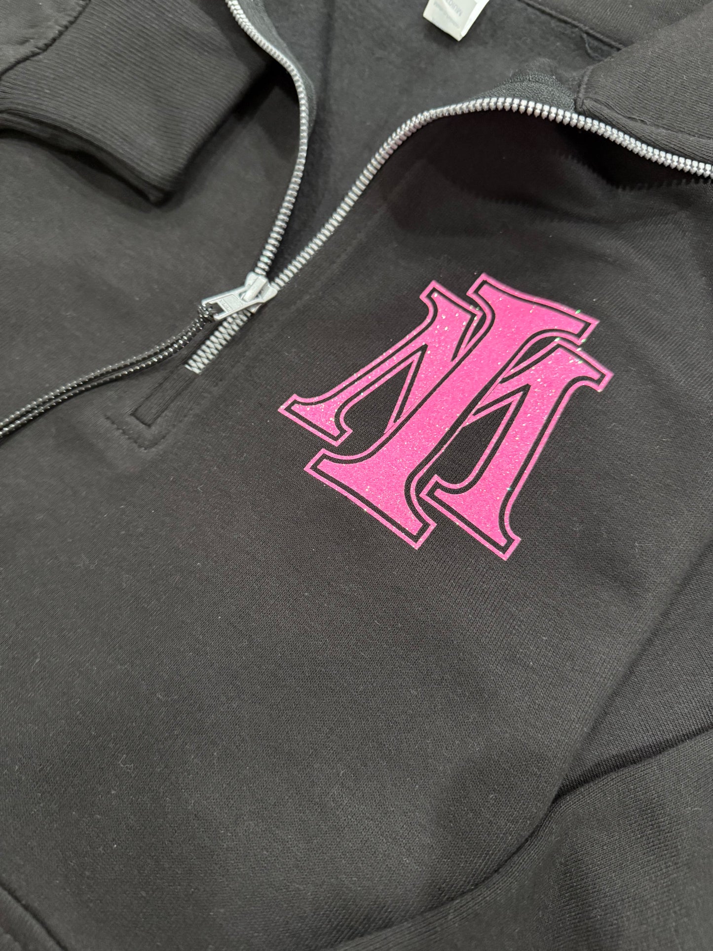Mayhem PINK GLITTER Left Chest Enza® Ladies Boxy Half Zip Fleece