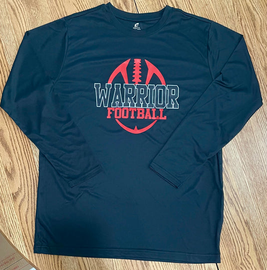 Warrior Football Design Front+Nape of neck/back collar: Small Warrior Head logo Dri Fit Long Sleeve T Shirt